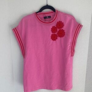 Pink Floral Embroidered Women's Top